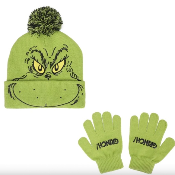 The Grinch Youth Pom Pom Beanie and Mittens Set - Picture 1 of 3
